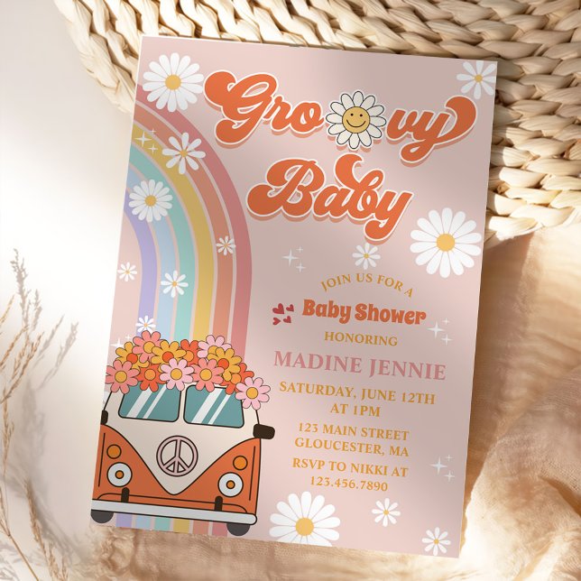 Groovy Baby Retro Rainbow Baby ShowParty Einladung (Von Creator hochgeladen)