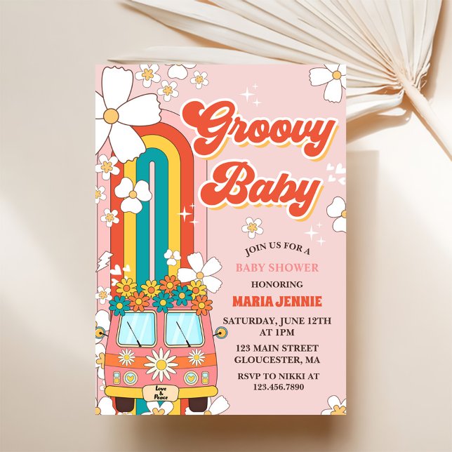 Groovy Baby Retro Rainbow Baby ShowParty Einladung (Von Creator hochgeladen)
