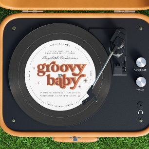 Groovy Baby   Retro-Schallplatte Baby Shower Einladung