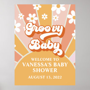 Groovy Baby Retro Sonnenschein-Baby-Shower-Willkom Poster