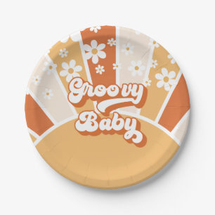 Groovy Baby Retro Sonnenschein Hippie Babyparty Pappteller