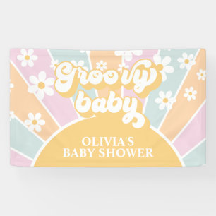 Groovy Baby Retro Sonnenschein Pastell Gänseblümch Banner