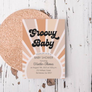Groovy Baby Retro Sunshine Baby Dusche Einladung