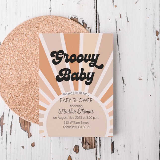 Groovy Baby Retro Sunshine Baby Dusche Einladung (Von Creator hochgeladen)