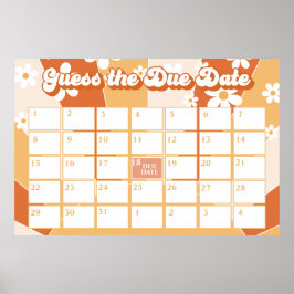 Groovy Baby Retro Sunshine Babydusche Fälligkeitsd Poster