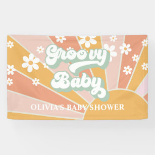 Groovy Baby Retro Sunshine Daisy Baby Dusche Banner