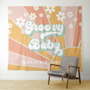 Groovy Baby Retro Sunshine Daisy Baby Showbanne Wandteppich
