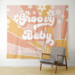 Groovy Baby Retro Sunshine Daisy Baby Showbanne Wandteppich