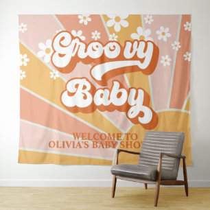 Groovy Baby Retro Sunshine Daisy Baby Shower Banne Wandteppich
