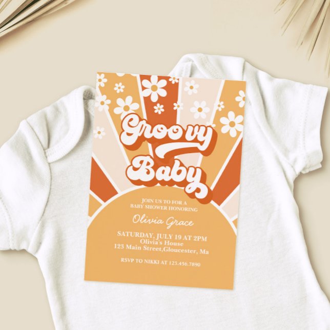 Groovy Baby Retro Sunshine Daisy Baby Shower Invit Einladung (Von Creator hochgeladen)