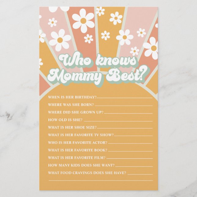 Groovy Baby Retro Sunshine, die Mama Best Game ken Flyer (Vorne)