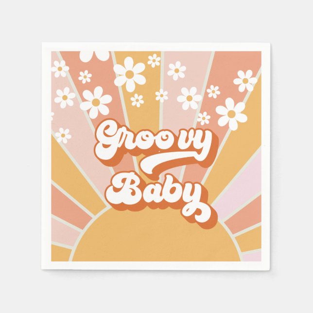 Groovy Baby Retro Sunshine Hippie Baby Dusche Serviette (Vorderseite)