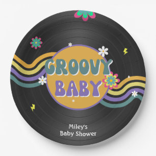 Groovy Baby Retro Vinyl-Schallplatte Baby-Shower-D Pappteller