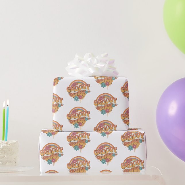 Groovy Baby Retrodesign Geschenkpapier (Partygeschenke)