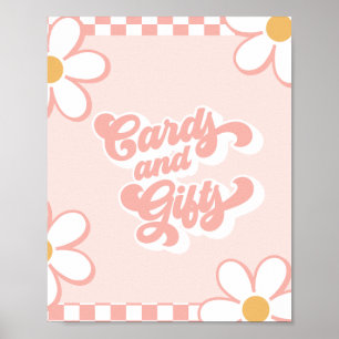 Groovy Baby Shower Cards und Geschenke Schild Pink