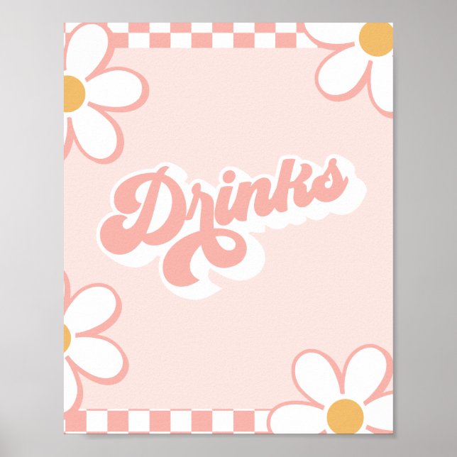 Groovy Baby Shower Drinks Zeichen Poster (Vorne)