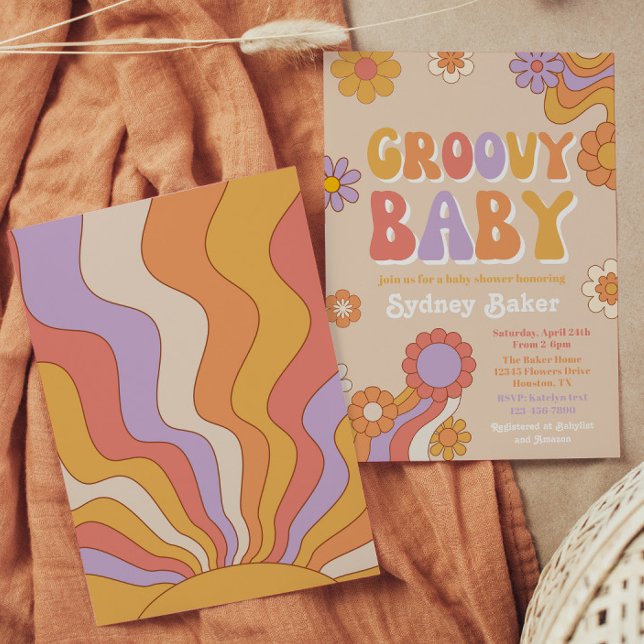 Groovy Baby Shower Einladung (Von Creator hochgeladen)
