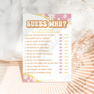 Groovy Baby Shower Games, Boho Retro, Vibe 70 Menükarte