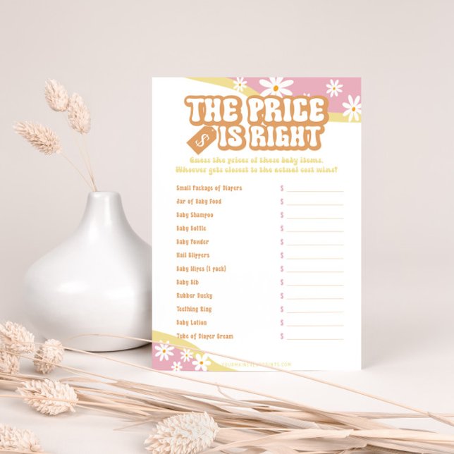 Groovy Baby Shower Games, Boho Retro, Vibe 70 Menükarte (Von Creator hochgeladen)