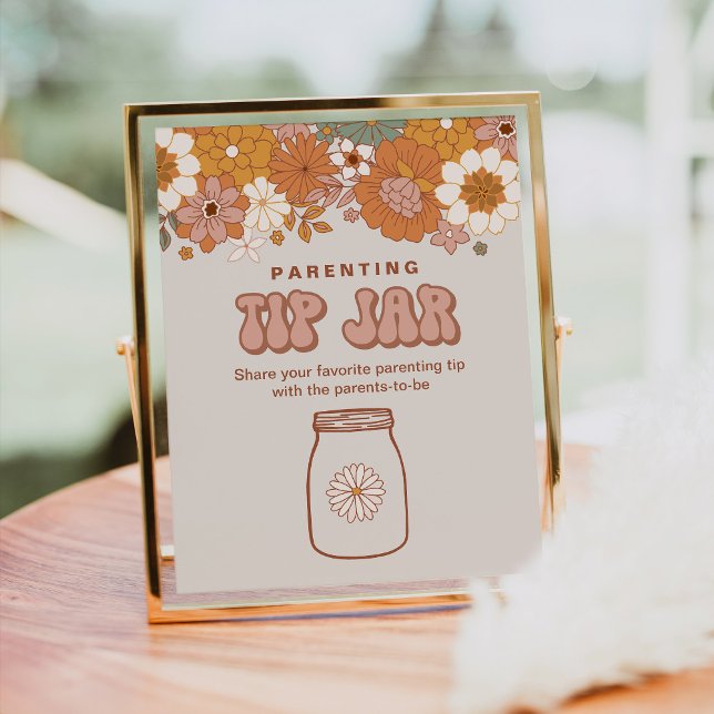 Groovy Baby Shower Parentation Tip Jar Sign Poster (Von Creator hochgeladen)