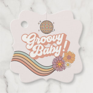 Groovy Baby Shower Retro Fevor Tags Geschenkanhänger