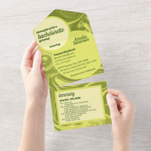 Groovy Bachelorette in einer Einladung