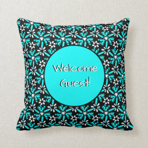 Groovy Batik Turquoise Blume Pattern Guest Room Kissen