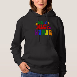 Groovy Be A Nice Human Inspirational Rainbow Hoodie
