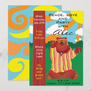 Groovy Bear 1960s Style Einladung