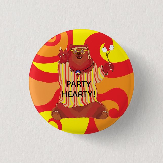 Groovy Bear Party Hearty Button (Vorderseite)