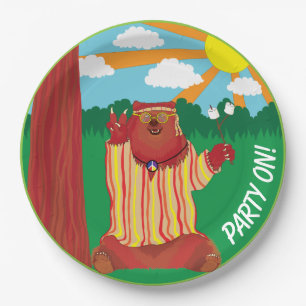 Groovy Bear Party Paper Plate Pappteller