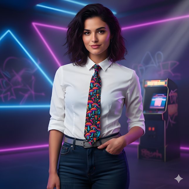 Groovy Biolumineszenz Mushroom Retro Krawatte (Von Creator hochgeladen)