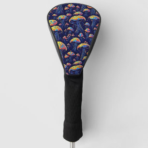 Groovy Biolumineszenz Pilze: Retro Art Golf Headcover