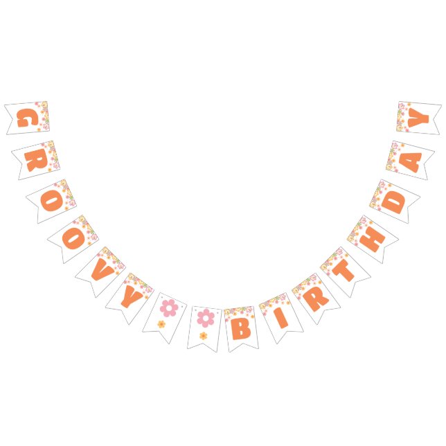 Groovy Birthday Daisy Hippie Birthday Wimpelkette (Alle)