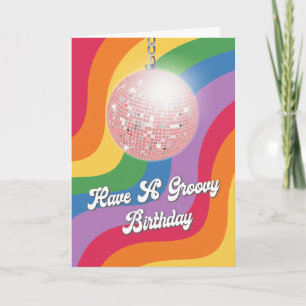 Groovy Birthday Disco Ball Wavy Retro Geburtstag Karte