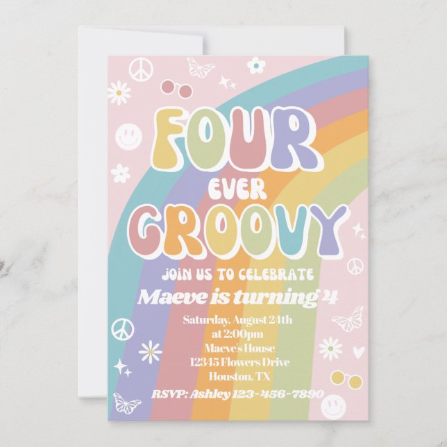 Groovy Birthday Einladung | Fourever Groovy (Vorderseite)
