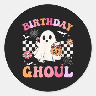 Groovy Birthday Ghoul Spooky Season Halloween Birt Runder Aufkleber
