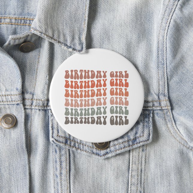 Groovy Birthday Girl Button (Beispiel)