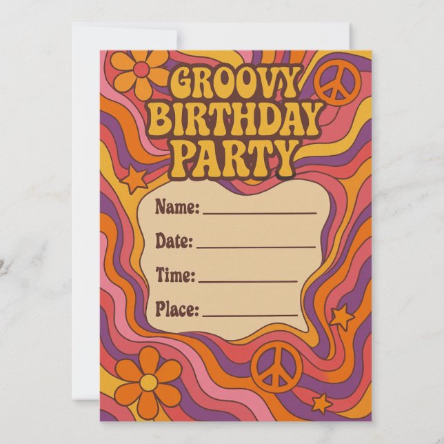 Groovy Birthday Invite Einladung (Vorderseite)