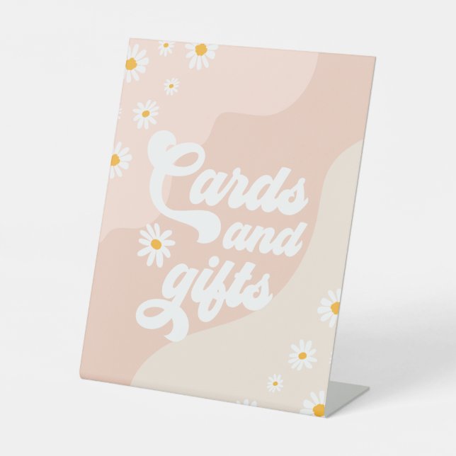 Groovy Birthday Party Boho Daisy Dekorationstabell Sockelschild (Vorderseite)