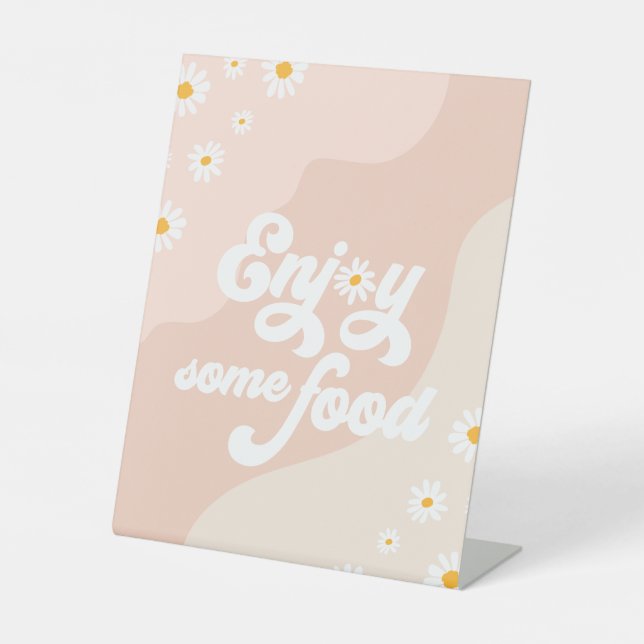 Groovy Birthday Party Boho Daisy Dekorationstabell Sockelschild (Vorderseite)