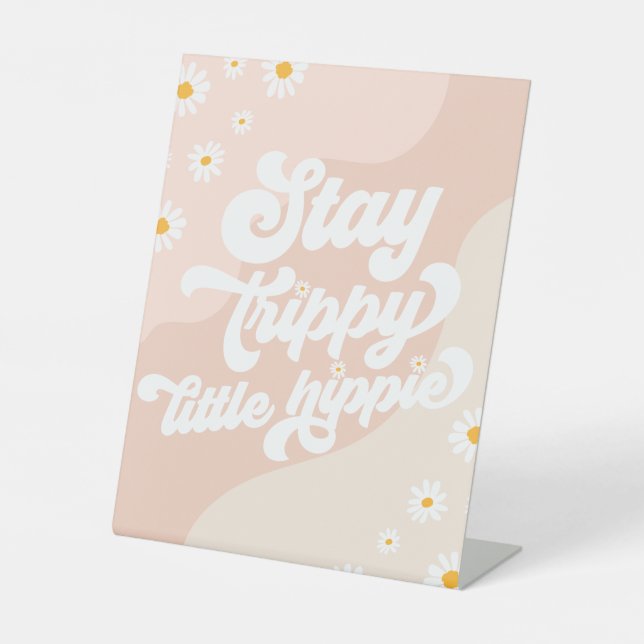 Groovy Birthday Party Boho Daisy Dekorationstabell Sockelschild (Vorderseite)