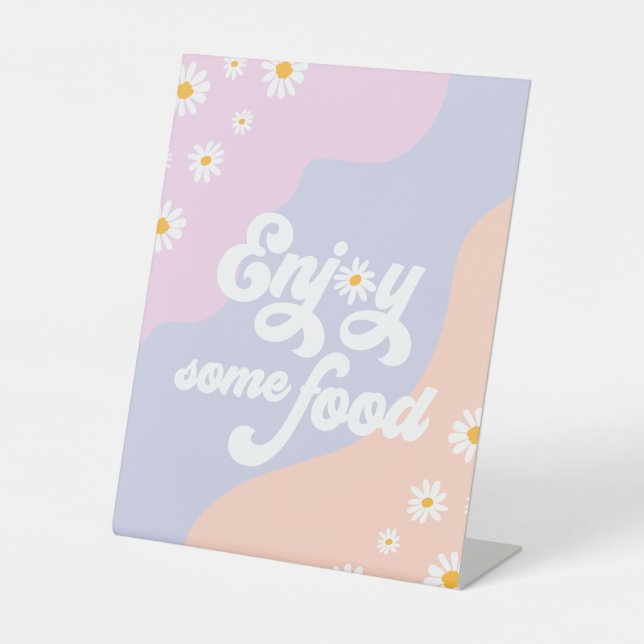 Groovy Birthday Party Boho Daisy Dekorationstabell Sockelschild (Vorderseite)