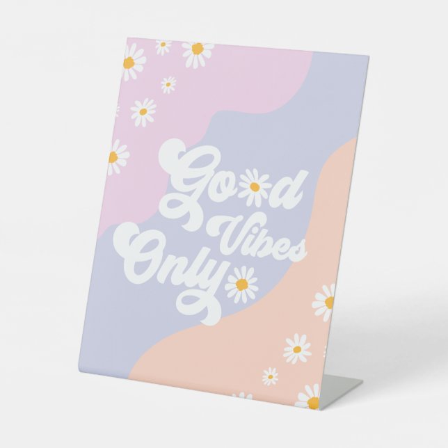 Groovy Birthday Party Boho Daisy Dekorationstabell Sockelschild (Vorderseite)