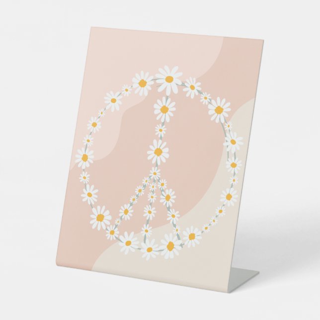 Groovy Birthday Party Boho Daisy Dekorationstabell Sockelschild (Vorderseite)