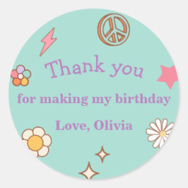 Groovy Birthday Party Runder Aufkleber