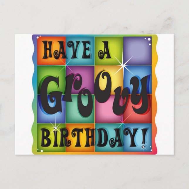 Groovy Birthday Postkarte (Vorderseite)