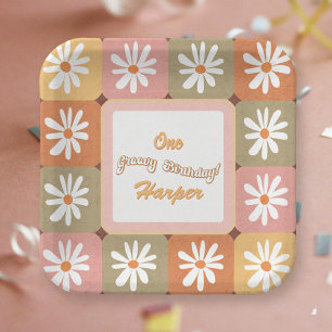 Groovy Birthday Retro Hippie 60er 70er Daisy Blume Pappteller