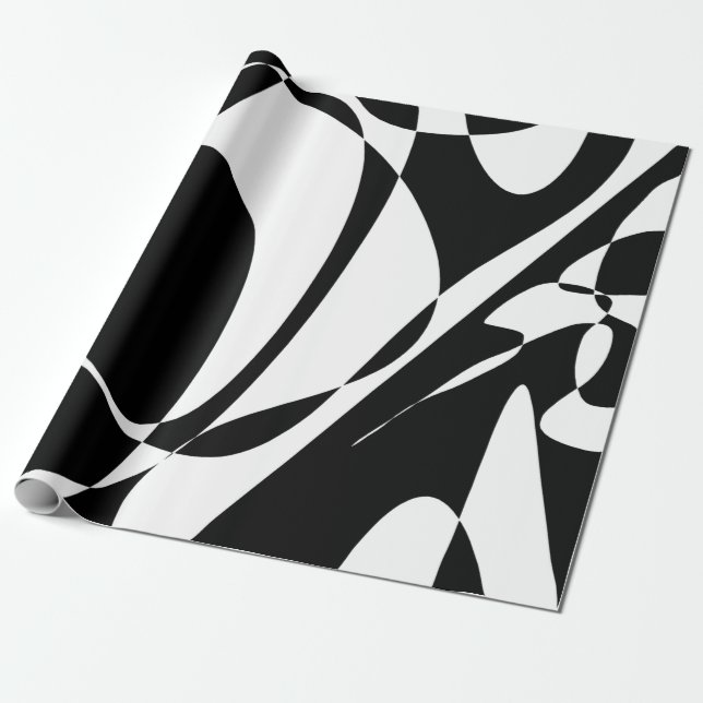 Groovy Black and White Pattern Geschenkpapier (Ungerollt)