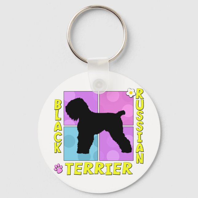 Groovy Black Russian Terrier Schlüsselanhänger (Vorderseite)